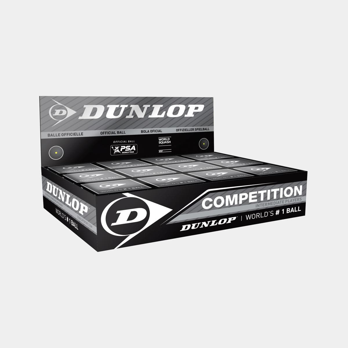 Dunlop Competition Squash Ball 12pcs - Yellow dot