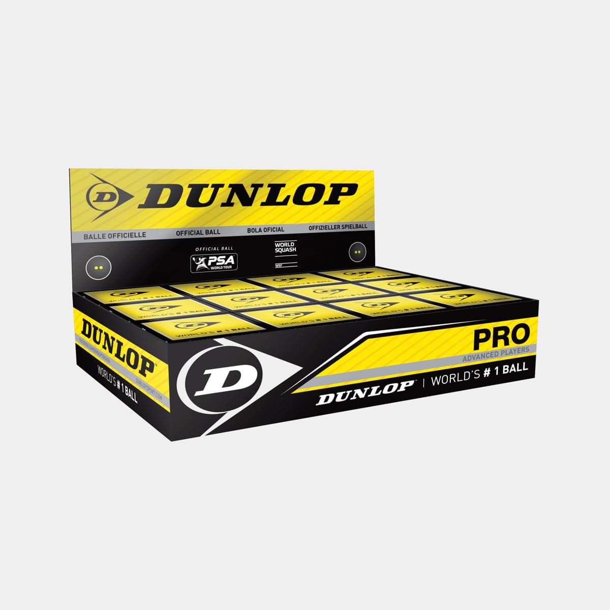 Dunlop Pro Squash Ball 12pcs - double Yellow dot